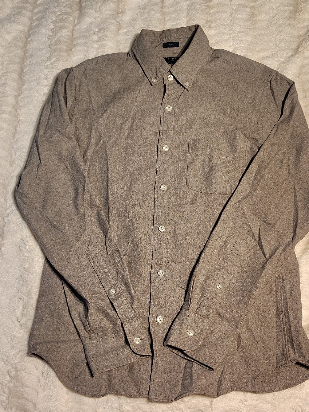 J. Crew Men's Button-Down Shirt in Heathered Brown